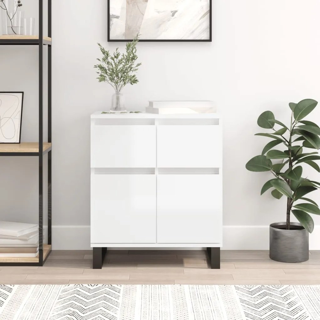 831126 vidaXL Servantă, alb extralucios, 60x35x70 cm, lemn prelucrat