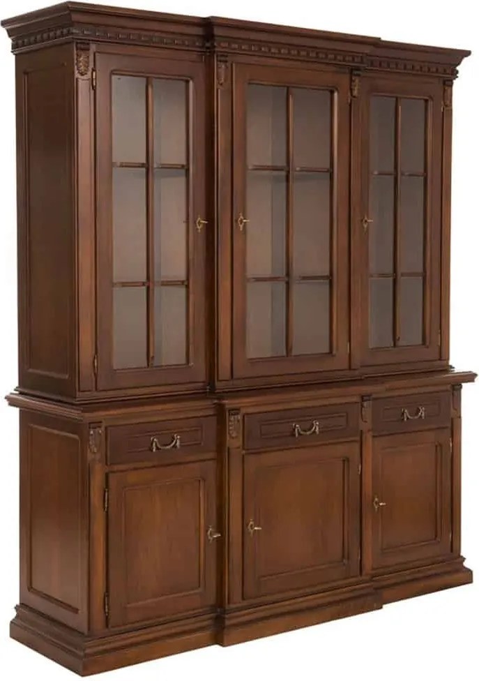 Vitrină lemn masiv Bernhard, 188 × 58 × 226 cm
