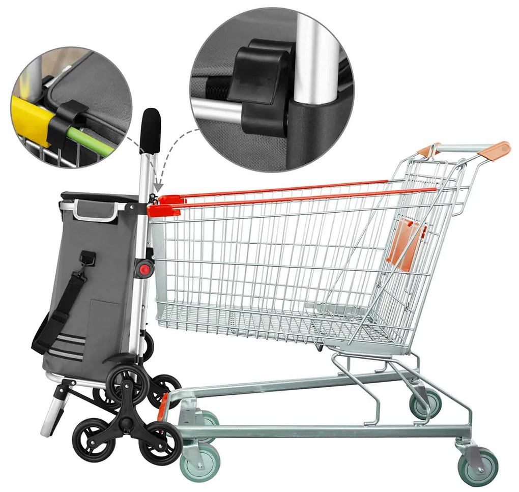Carucior cumparaturi  Stairs Climber pliabil husa detasabila 3 roti  Metal/Poliester Gri
