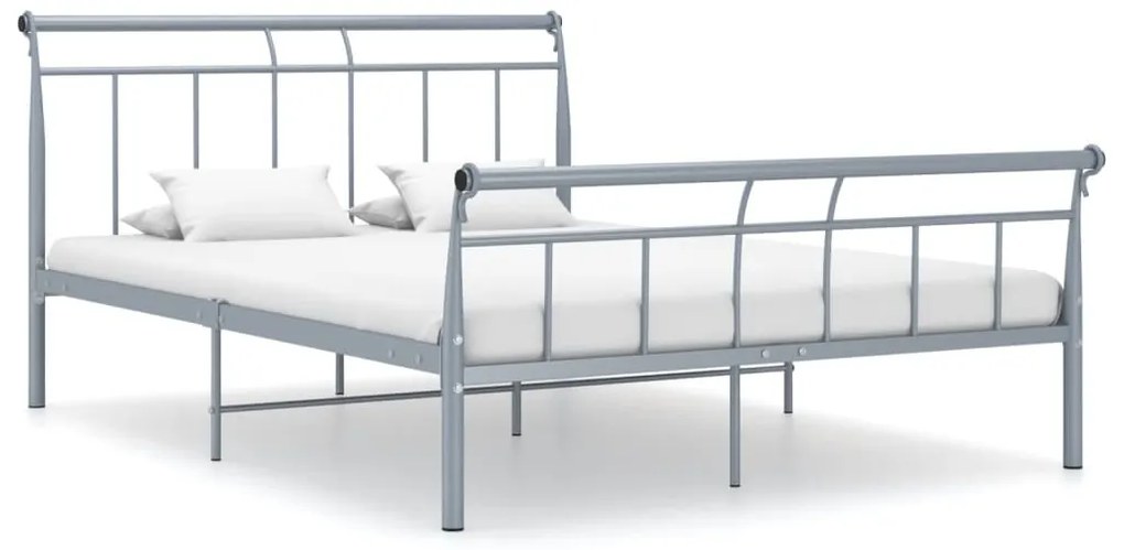 vidaXL Cadru de pat fără saltea, gri, 140 x 200 cm, metal