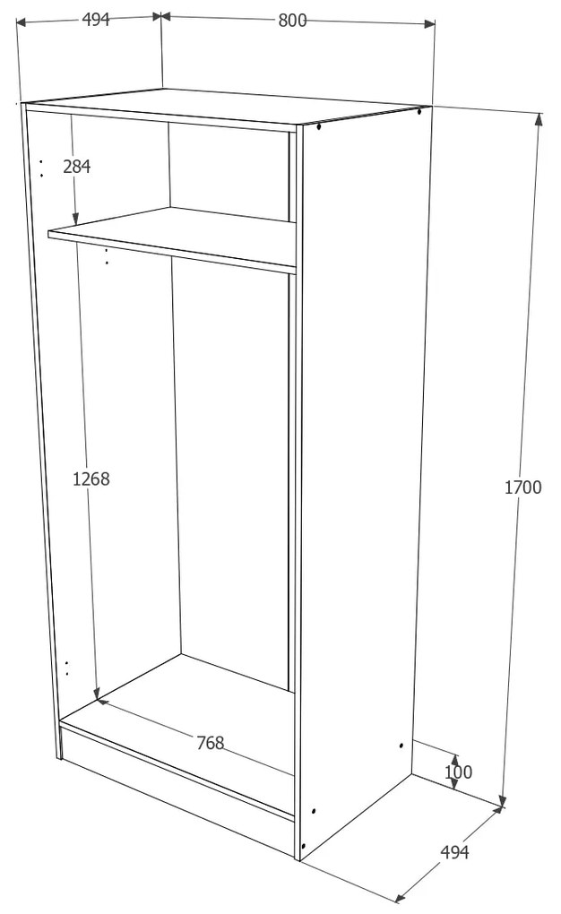 Dulap haaus Pedro, 2 Usi, Stejar Wotan/Antracit, 80 x 51 x 170 cm