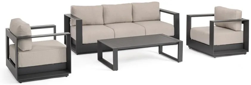 Set mobilier de gradina, 4 piese, metal / textil, antracit / bej, Moses Bizzotto