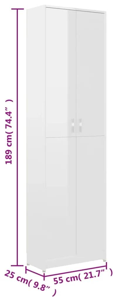 Sifonier de hol, alb extralucios, 55 x 25 x 189 cm, PAL Alb foarte lucios, 1