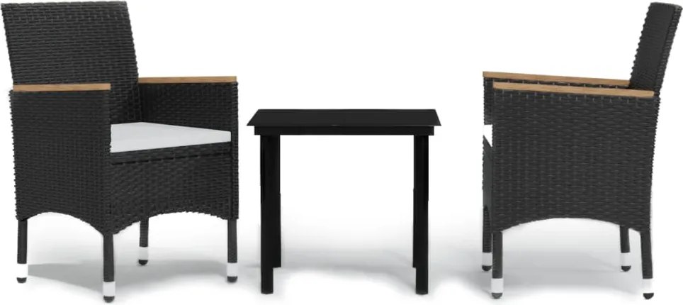 vidaXL Set mobilier de grădină cu perne, 3 piese, negru