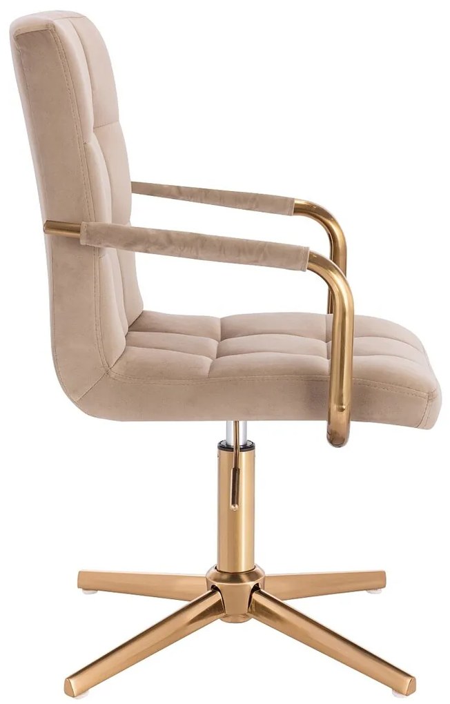 HC1015PCROSS Scaun Latte Catifea cu Bază Aurie