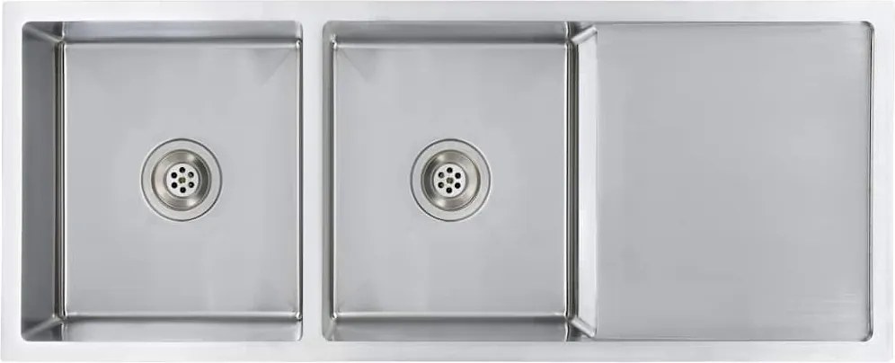 vidaXL Chiuvetă de bucătărie lucrată manual, oțel inoxidabil