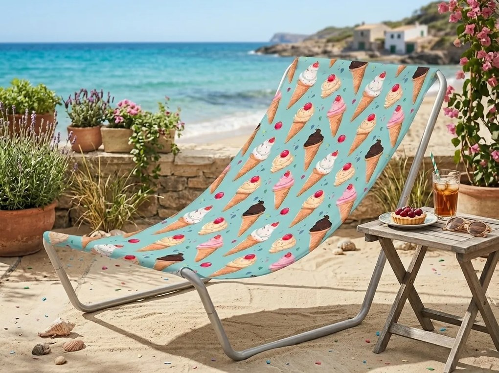 Sezlong de plaja pliabil SAND ICE CREAM, colorat