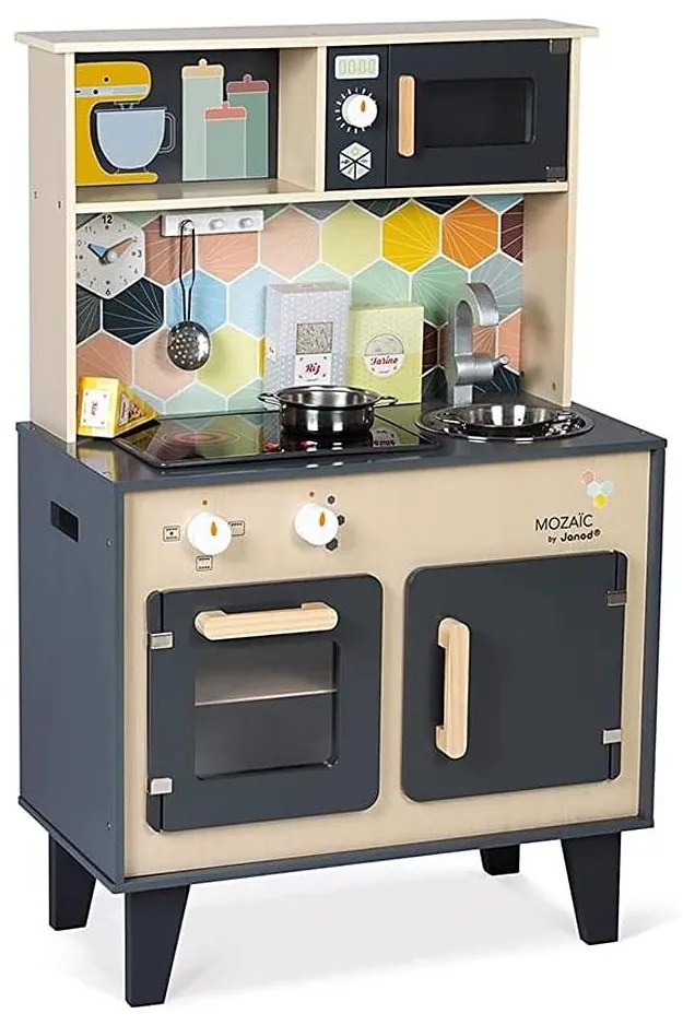 Janod - Bucătărie din lemn cu LED MOZAIC, 2xLR6