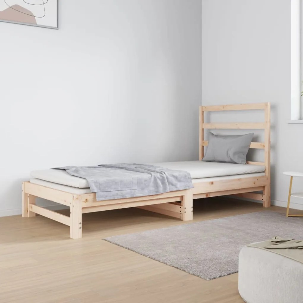 3124747 vidaXL Pat de zi extensibil, 2x(90x190) cm, lemn masiv de pin