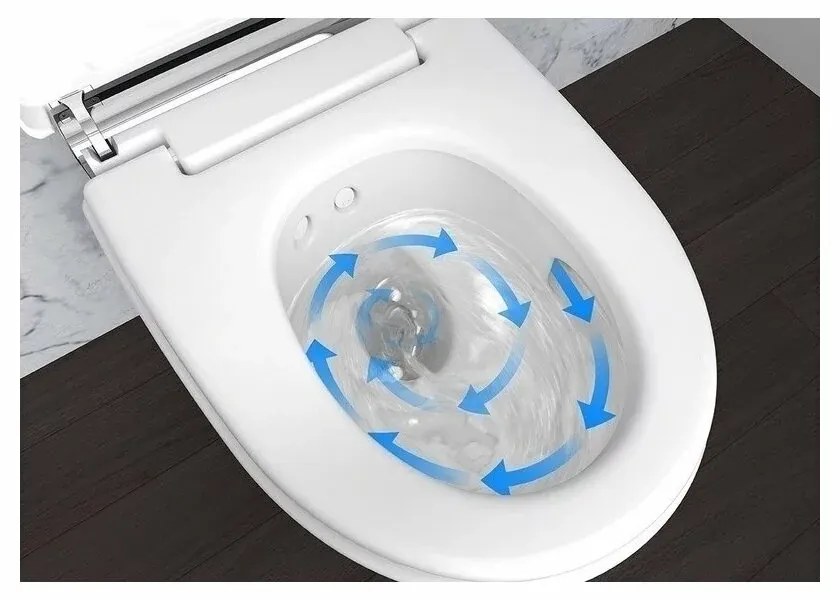 Set vas wc cu functie de bideu rimless suspendat cu capac soft close, ornament crom, Geberit AquaClean Mera Comfort