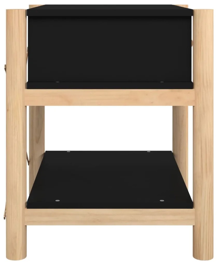Noptiere, 2 buc., negru, 42x38x45 cm, lemn compozit 2, Negru