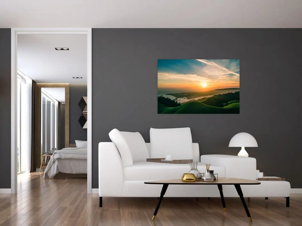 Tablou cu soarele răsărind deasupra mării (90x60 cm)