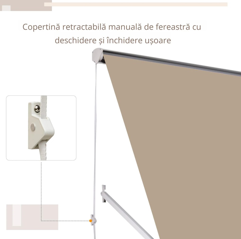 Outsunny Perdea de Soare Rulanta de Perete Bej, 180x70cm | Aosom Romania