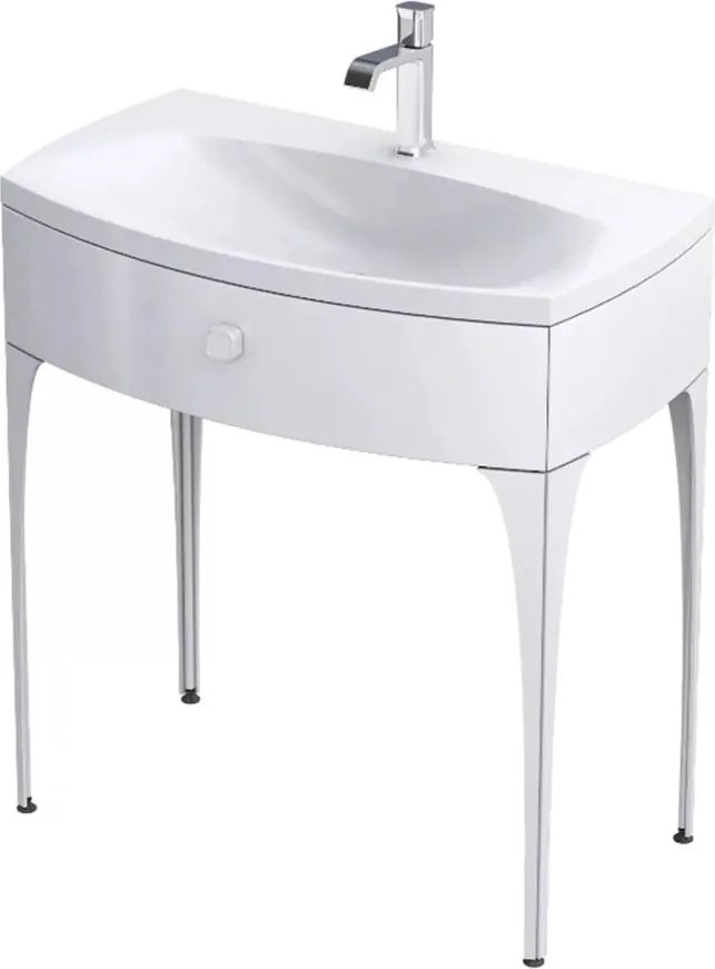 Set dulap baza suspendat Oristo Louis alb 1 sertar cu lavoar alb mat 82 cm