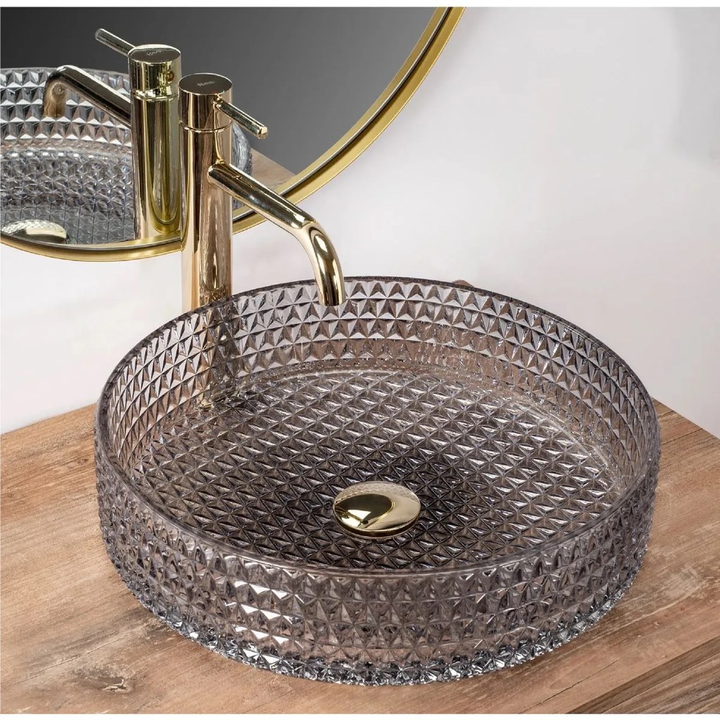 Rea Cristal lavoar 39x39 cm rotund de blat gri piatra REA-U8880