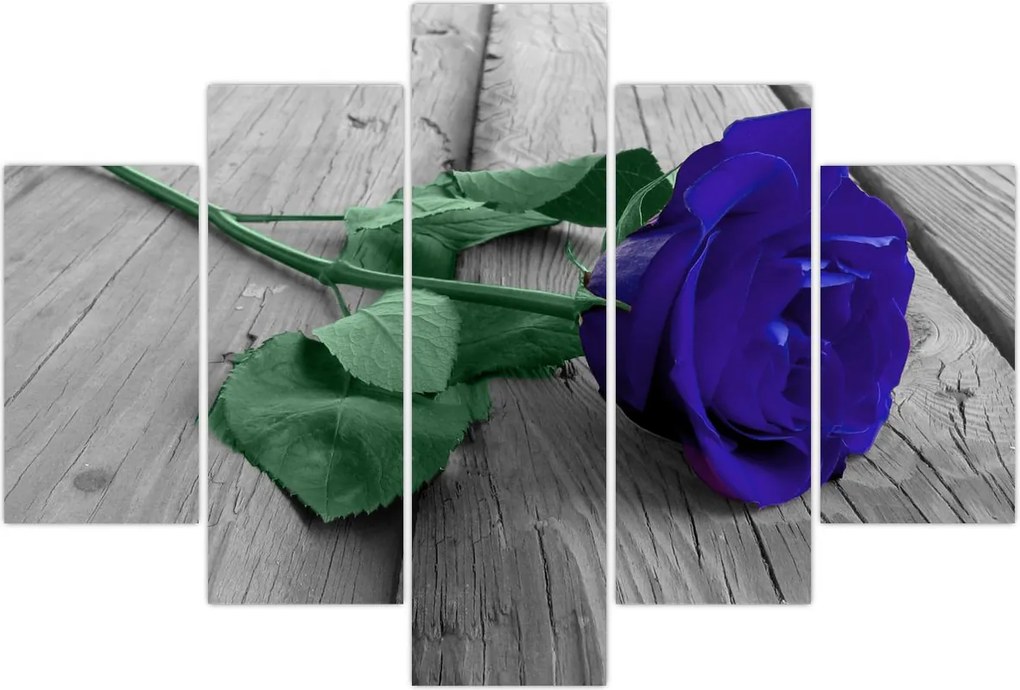 Tablou - Trandafir albastru cu tulpina verde (150x105 cm)
