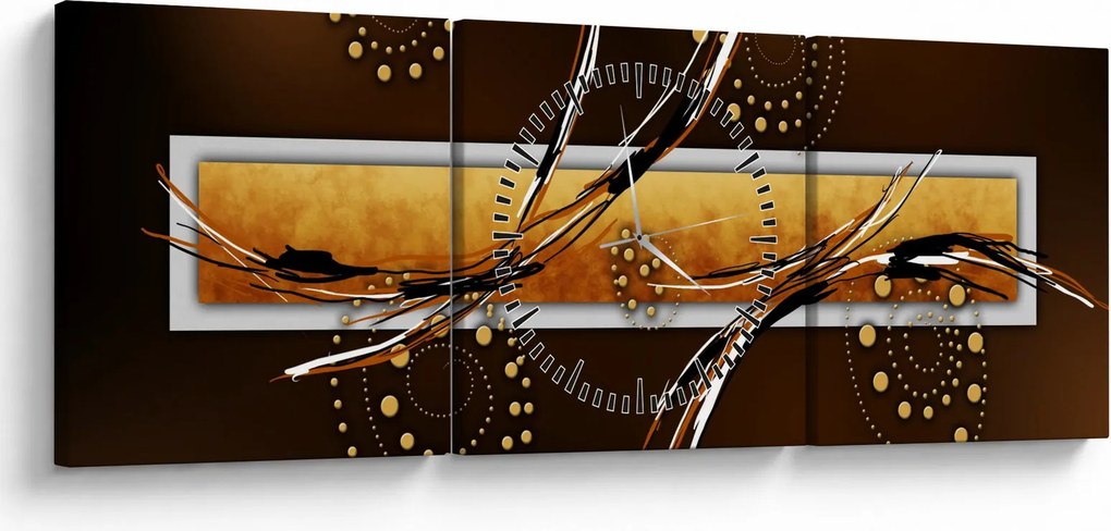 Tablou abstracției - Fluturi (cu ceas) (90x30 cm)