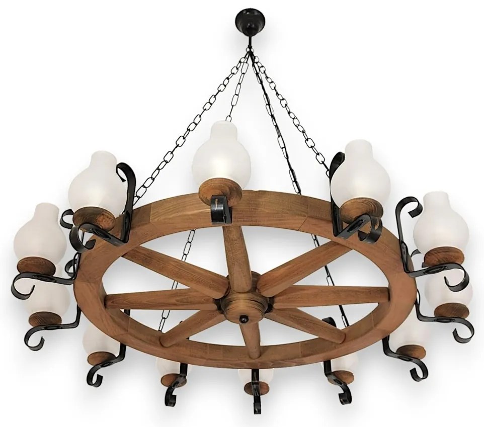 Candelabru rustic fabricat manual din lemn Roata 12L