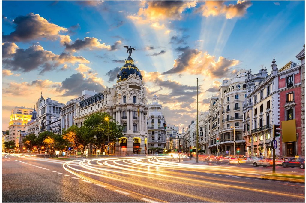 Tablou - Calle Gran Vía, Madrid, Spania (90x60 cm)