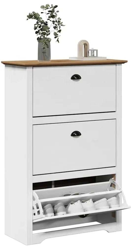 vidaXL Suport pantofi „BODO” alb și maro 80x35x118 cm