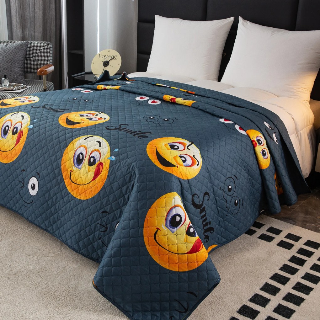 Cuvertura pentru pat FUNNY EMOJI gri Dimensiune: 170 x 210 cm