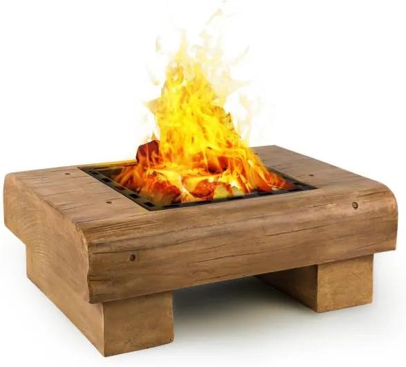 Blumfeldt Lombardia, recipient pentru foc, 40 x 40 cm BBQ- grătar, MagicMag, aspect din lemn