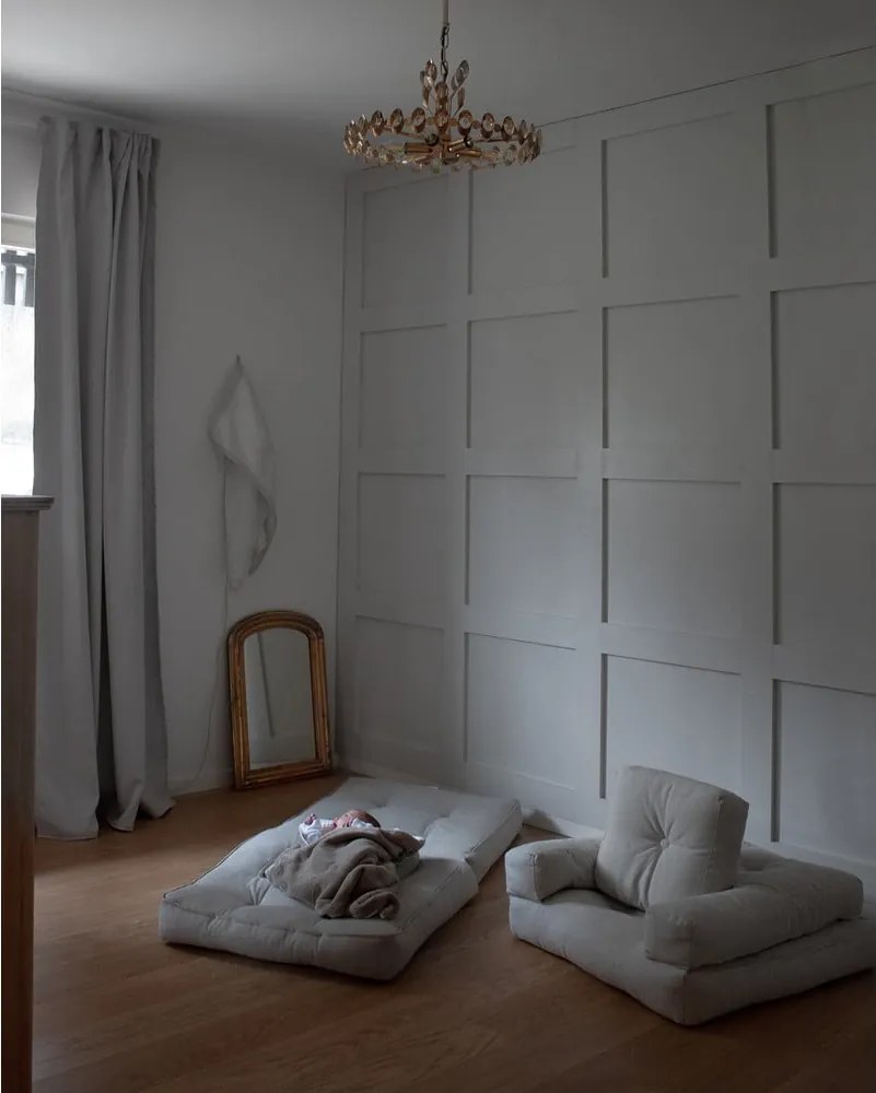 Fotoliu extensibil pentru copii cu taburet Karup Design Mini Cube Creamy