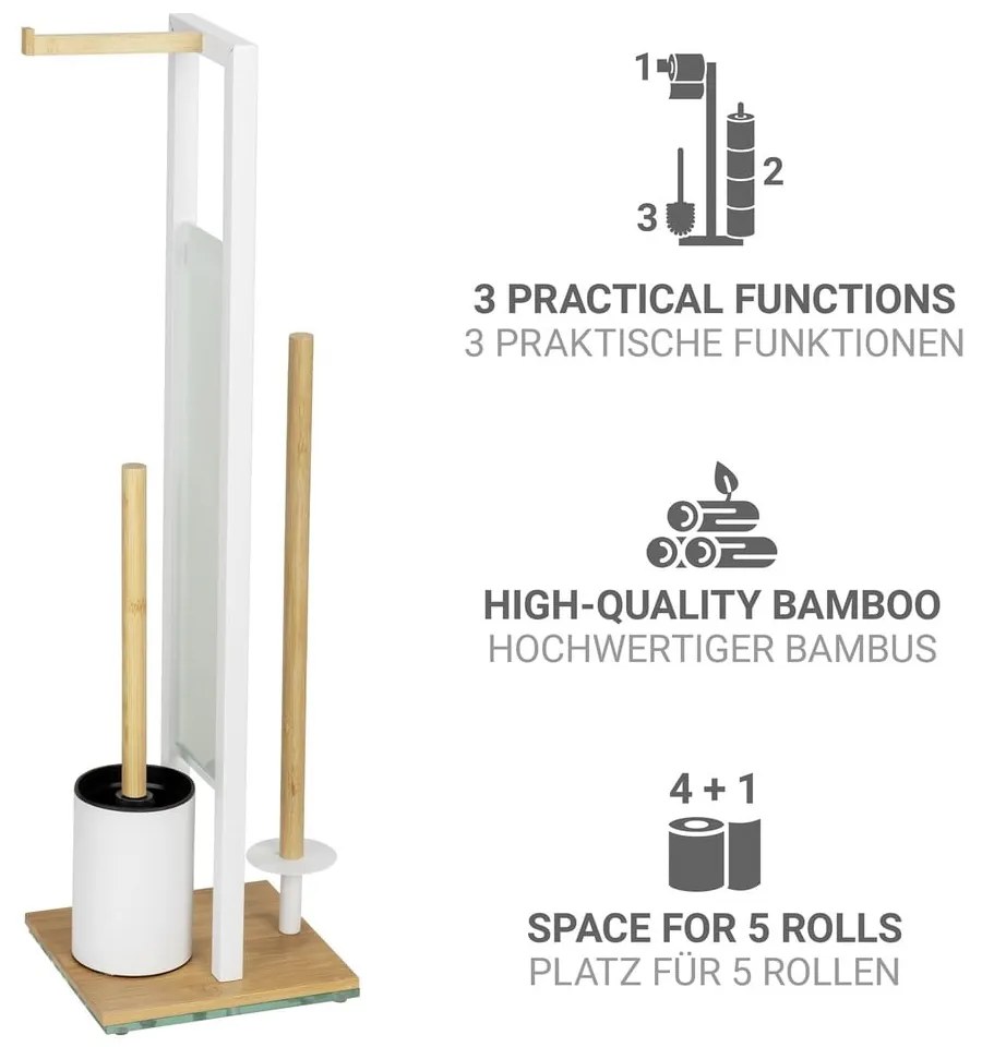 Suport pentru hârtie igienică alb/în culoare naturală din oțel Rivalta – Wenko