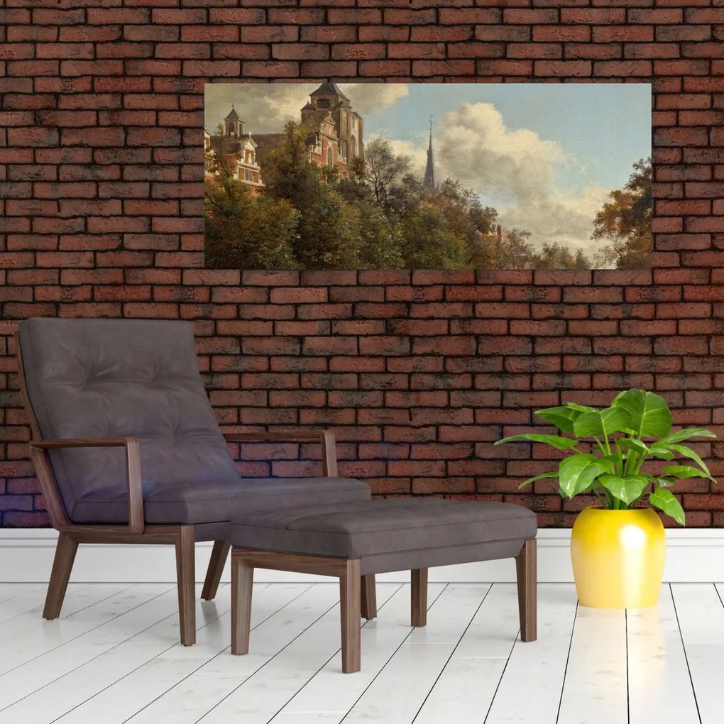 Tablou - Jan van der Heyden, View Down a Dutch Canal, reproducere (120x50 cm)