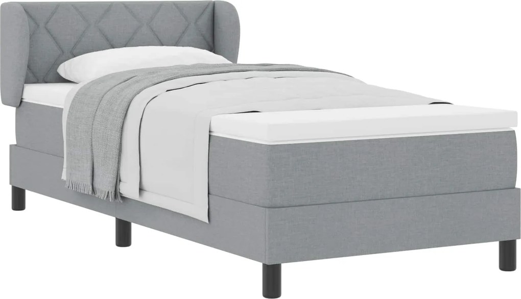 vidaXL Pat cu arcuri cu saltea Gri deschis 90 x 190 cm țesătură