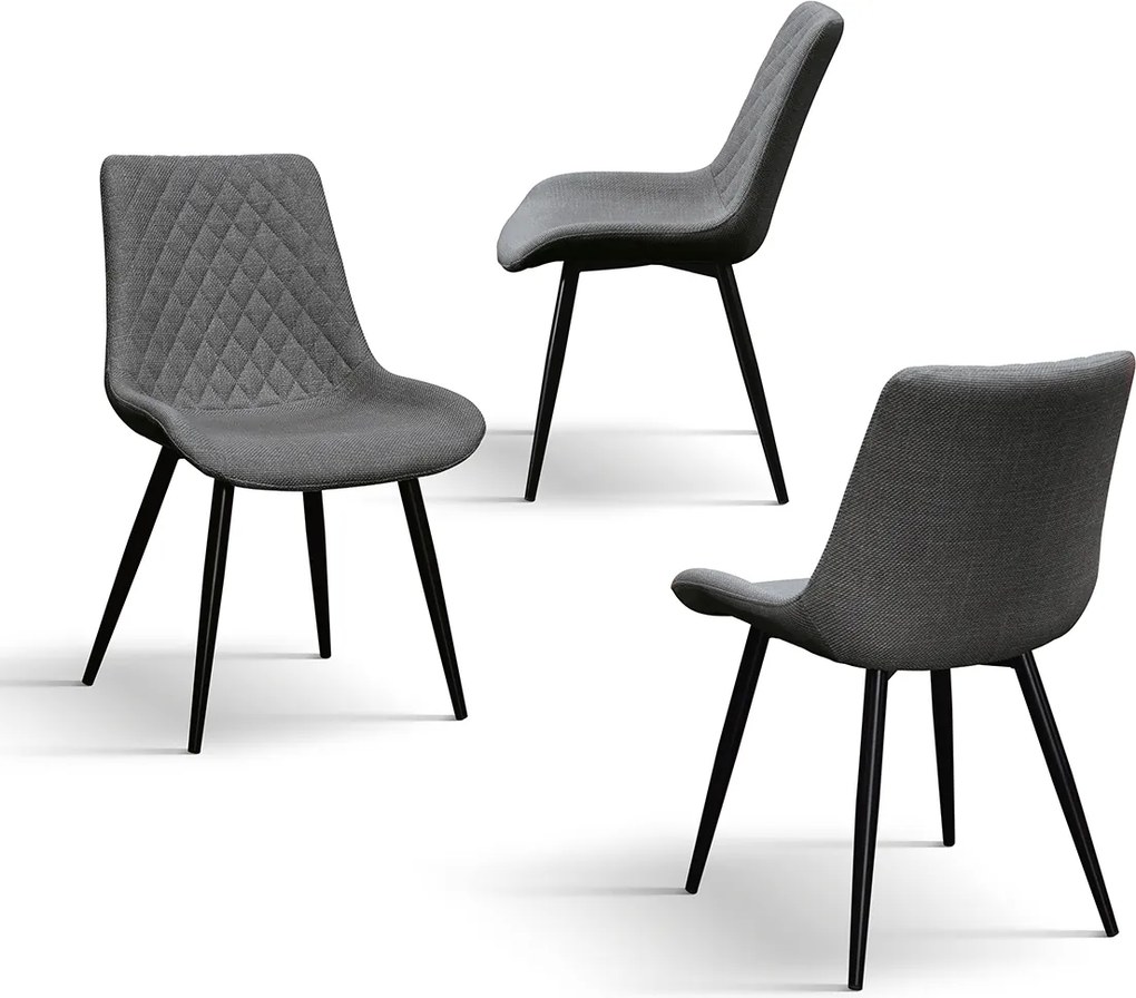 SET 4 Scaune Point tesatura, structura metalica - STANDARD - GRI