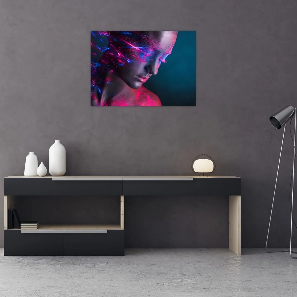 Tablou pe sticlă strălucitor a femeii (70x50 cm)