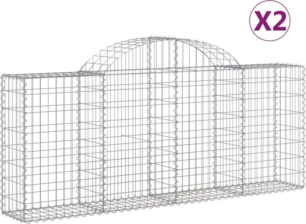 vidaXL Coșuri gabion arcuite 2 buc, 200x30x80/100cm, fier galvanizat