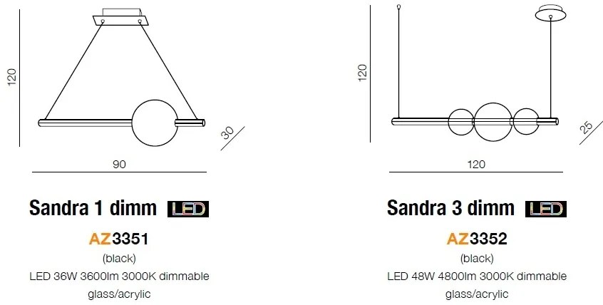 Lustra LED dimabila design modern Sandra 3 DIMM ZZ AZ3352