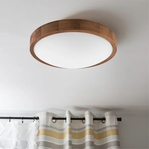 Brilagi - Plafonieră LED CARVALHO SLIM 2xE27/15W/230V, finisaj stejar-cireș, diam. 37 cm