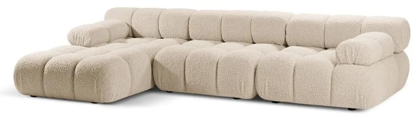 Colțar modular bej cu tapițerie din țesătură bouclé (cu colț pe partea stângă ) Bellis – Micadoni Home