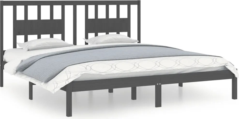 vidaXL Cadru de pat, gri, 200x200 cm, lemn masiv de pin