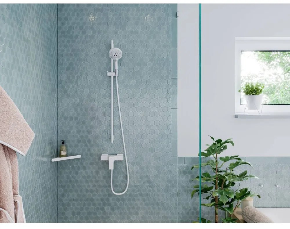 Etajera de colt pentru gel de dus baie culoare alb mat Hansgrohe AddStoris 41741700 Alb mat