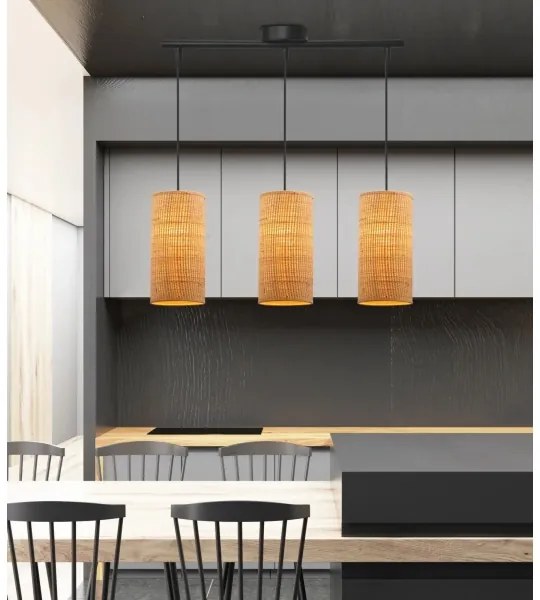 Lustră pe cablu FLERI 3xE27/60W/230V ratan