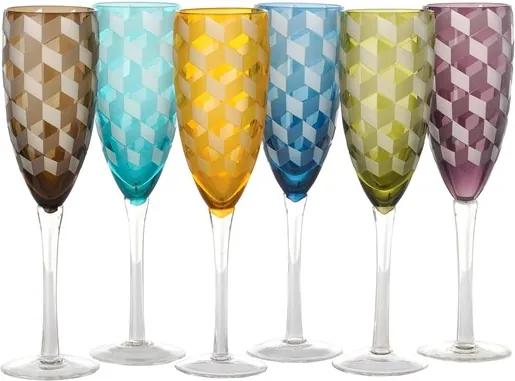 Set 6 pahare colorate din sticla pentru sampanie Block Pols Potten