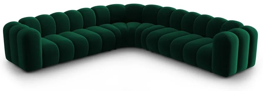 Colțar modular verde cu tapițerie din catifea Lupine – Micadoni