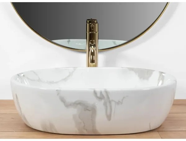 REA-U8001 - Lavoar pentru blat AMELIA, 34,5 x 48 cm, ceramică/decor marmură