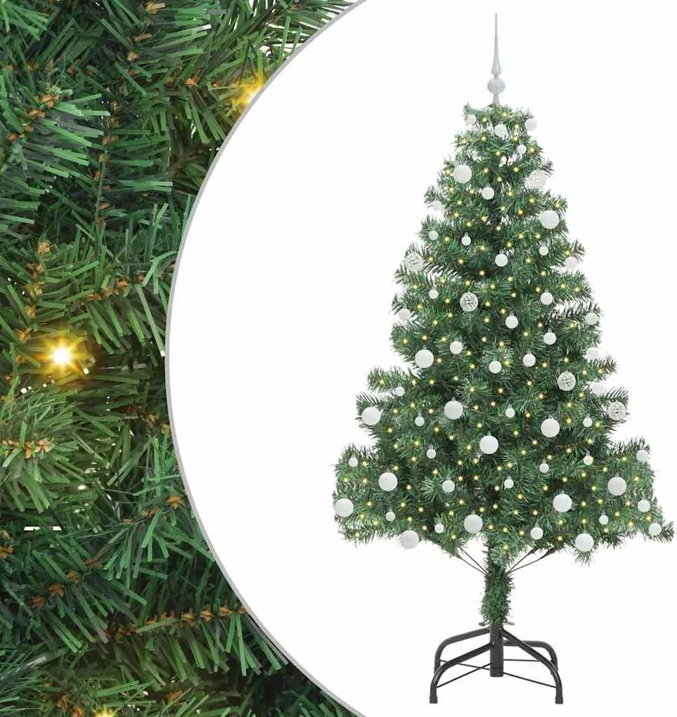 vidaXL Brad de Crăciun cu 300 LED cu suport Verde 180 cm PVC