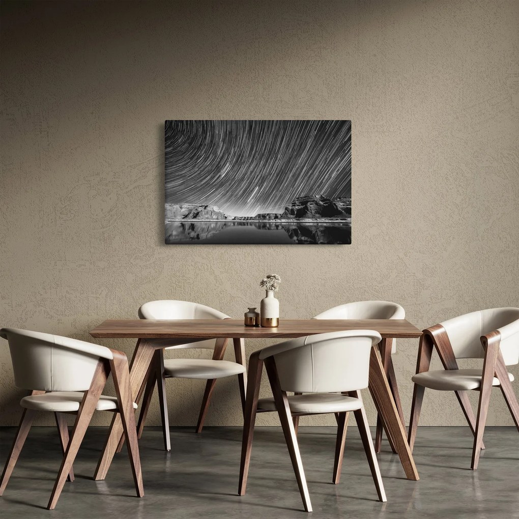Tablou albnegru cu cerul și stele (90x60 cm)