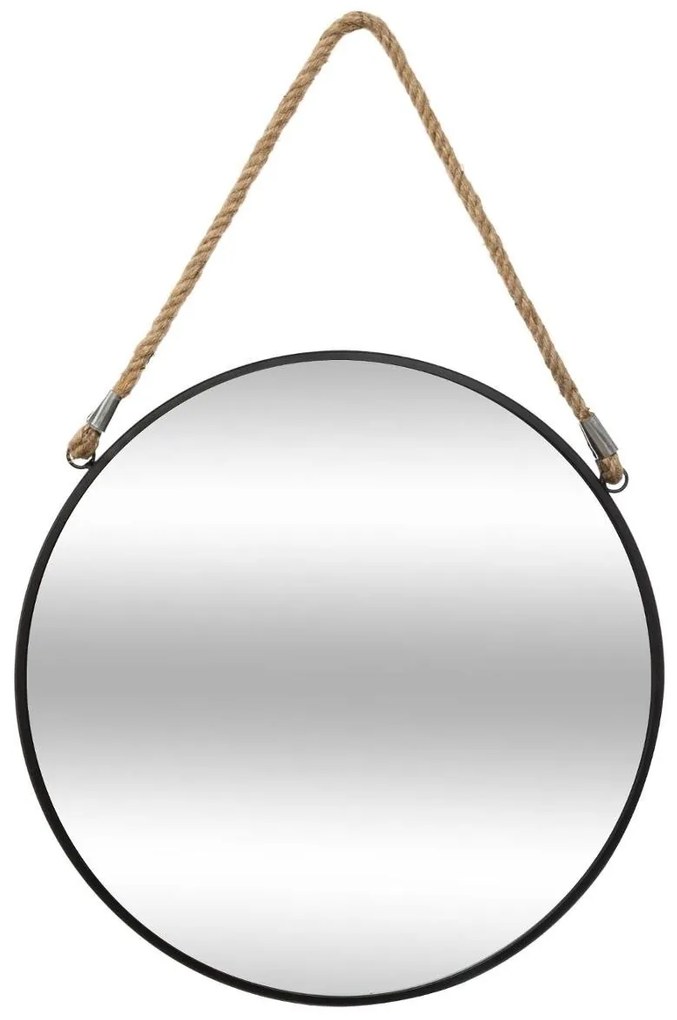 Oglindă decorativă, suspendată, rotundă, Ø 55 cm, neagră