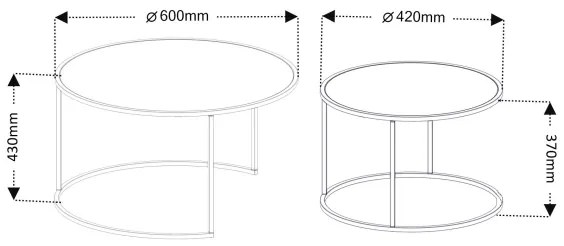 SET 2x măsuță de cafea TOKYO d. 42/60 cm negru