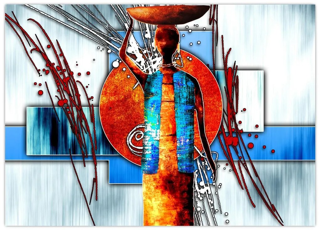 Tablou pe sticlă picturii persoanei străveche (70x50 cm)