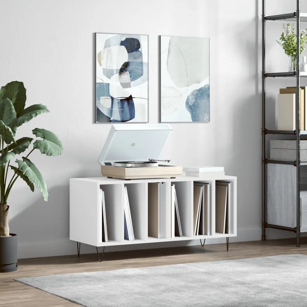 vidaXL Comodă discuri, alb, 100x38x48 cm, lemn prelucrat