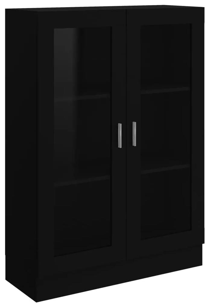 802751 vidaXL Dulap cu vitrină, negru, 82,5x30,5x115 cm, lemn prelucrat