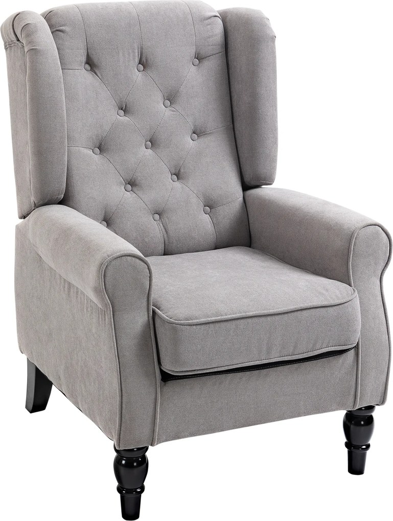 HOMCOM Fotoliu Chesterfield Gri, Confortabil, Comod și Spațiu Generos pentru Living, 74x86x102 cm | Aosom Romania